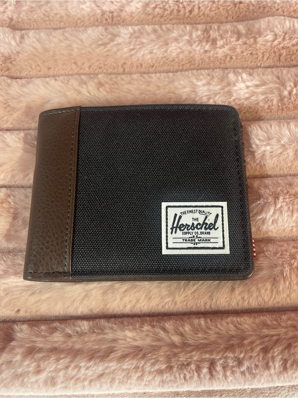 Herschel Supply Company Black Canvas & Brown Leather Trim Bifold Wallet